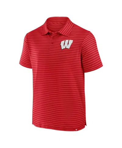 Fanatics Men's Red Wisconsin Badgers Victory Calls Stripe Polo Shirt In Red
