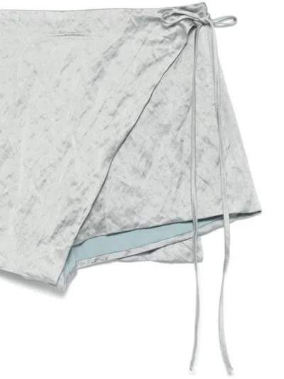 Blumarine Mirage Grey Satin Shorts In Gray
