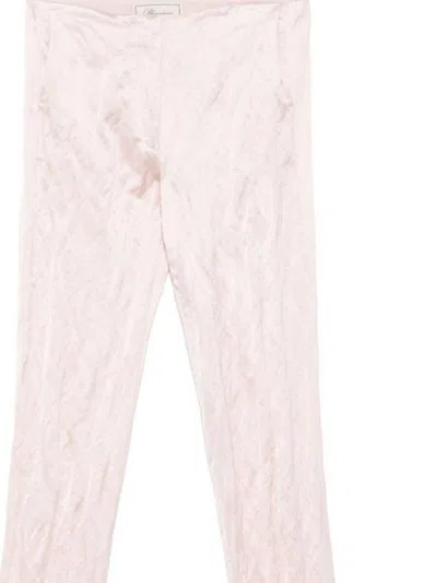 Blumarine Straight Leg Pants In Crinkled Satin In Neutral