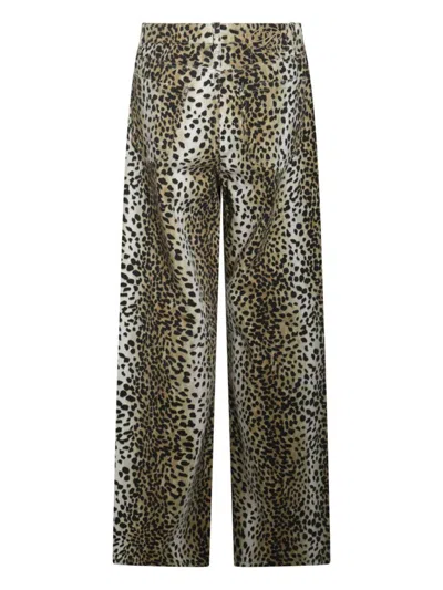Blumarine Animalier Five Pocket Trousers In Brown
