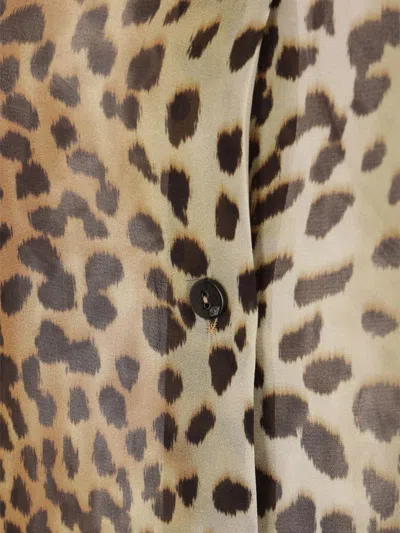 Blumarine Silk Chiffon Leopard Shirt In Animal Print
