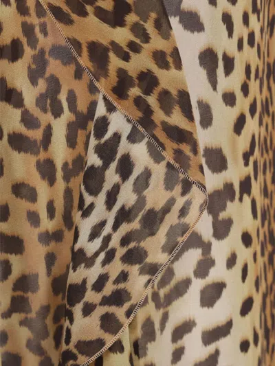 Blumarine Silk Chiffon Leopard Shirt In Animal Print