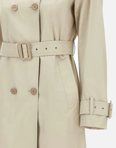 Herno Sand Cotton Gabardine Trench Coat In Gray