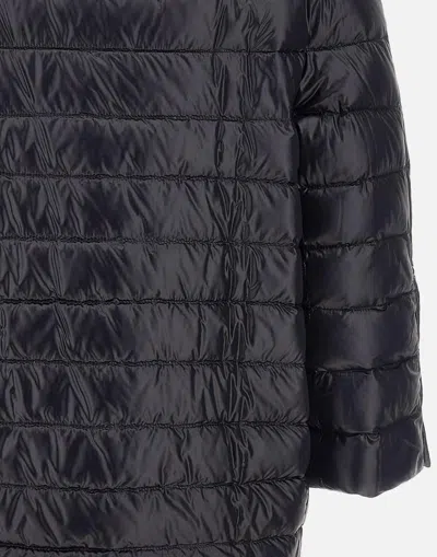 Herno Nylon Cape With Crater Neck And Silk-like Texture In Black