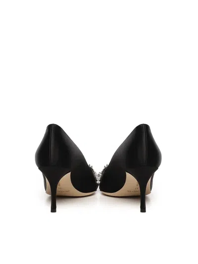 Manolo Blahnik Asapump 70 Crystal-embellished Satin Pumps In Black