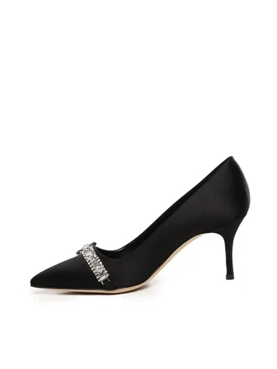 Manolo Blahnik Asapump 70 Crystal-embellished Satin Pumps In Black