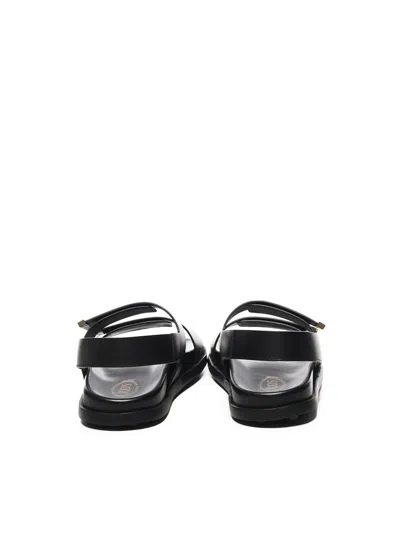 Tod's Women Sandal With Two Leather Straps In Black