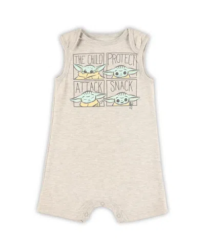 Children's Apparel Network Baby Boys And Girls 2-pack Grogu Heather Navy/heather Gray The Mandalorian Bodysuit Set In Blue