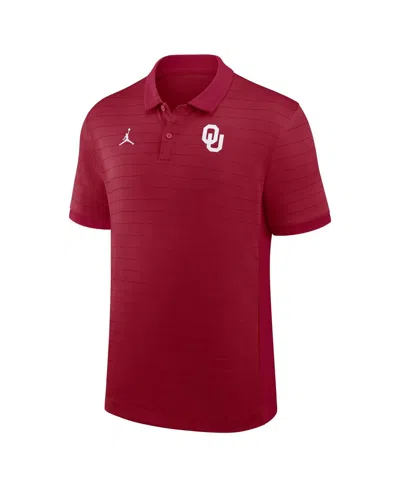 Jordan Men's Crimson Oklahoma Sooners 2025 Early Season Coaches Sideline Victory Stripe Performance Polo Sh In Red