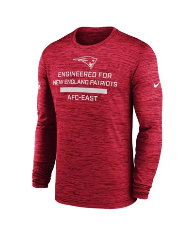 Nike Red New England Patriots Sideline Velocity Performance Long Sleeve T-shirt In Red