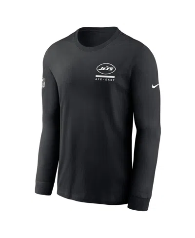 Nike Black New York Jets Sideline Performance Long Sleeve T-shirt In Black