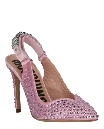 Moschino Crystal Embellished Pointed Toe Stiletto Pump In Pink