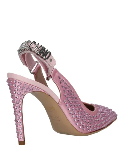 Moschino Crystal Embellished Pointed Toe Stiletto Pump In Pink
