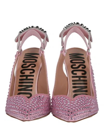 Moschino Crystal Embellished Pointed Toe Stiletto Pump In Pink