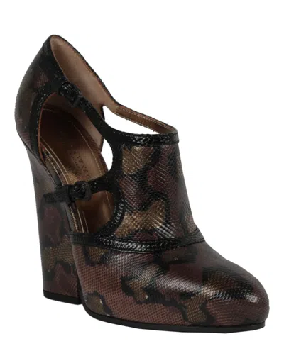 Bottega Veneta Chunky Heel Almond Toe Pump In Brown