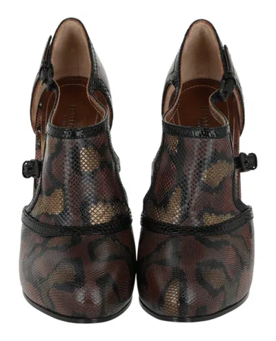 Bottega Veneta Chunky Heel Almond Toe Pump In Brown