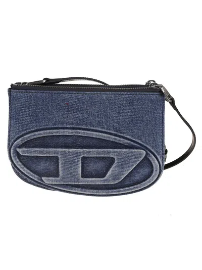 Diesel Denim Shoulder Bag With Embossed Logo