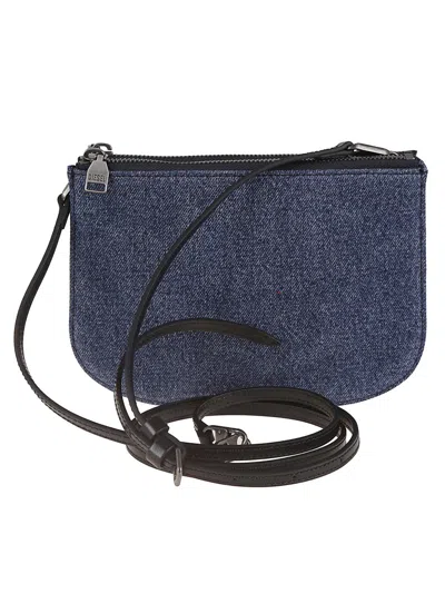 Diesel Denim Shoulder Bag With Embossed Logo