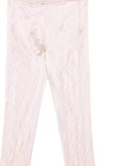 Blumarine Straight Leg Pants In Crinkled Satin In Neutral