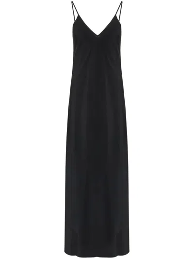 Mm6 Maison Margiela Mm6 By Maison Margiela Three Way Silk Dress With Deep V-neckline In Black