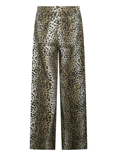 Blumarine Animalier Five Pocket Trousers In Brown