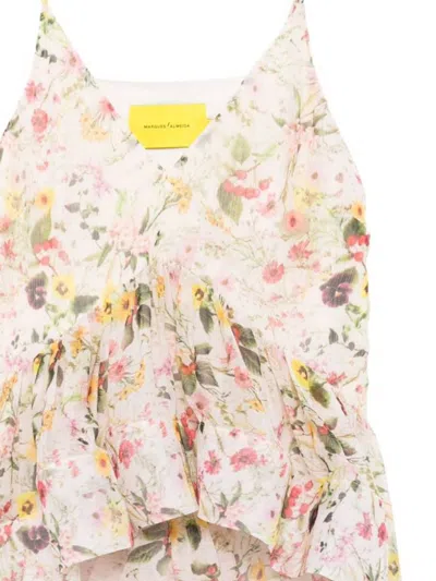 Marques' Almeida Chiffonoberteil Mit Print In Neutral