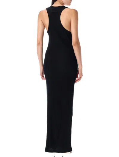 Jean Paul Gaultier Womens Black Ribbed Scoop-neck Cotton-jersey Midi Dress In Black