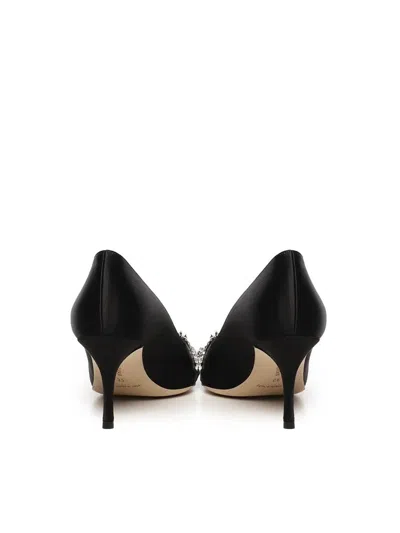 Manolo Blahnik Asapump 70 Crystal-embellished Satin Pumps In Black