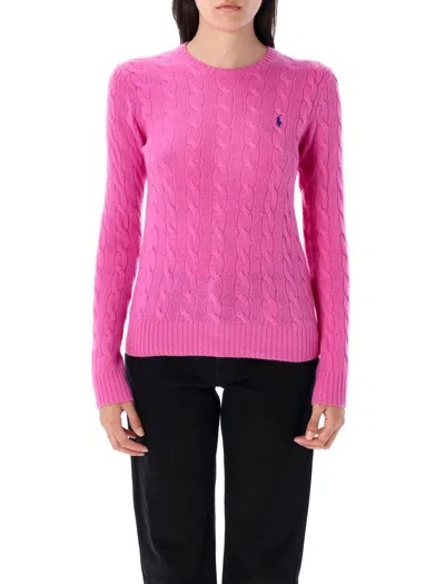 Polo Ralph Lauren Cable Knit Sweater With Round Neckline And Long Sleeves In Pink