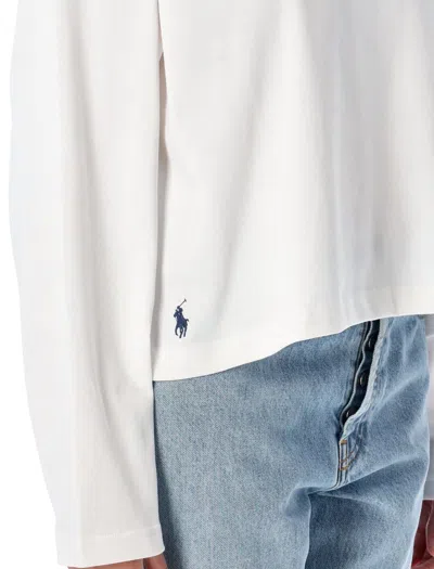Polo Ralph Lauren Long Sleeve Cotton Crop Top In White