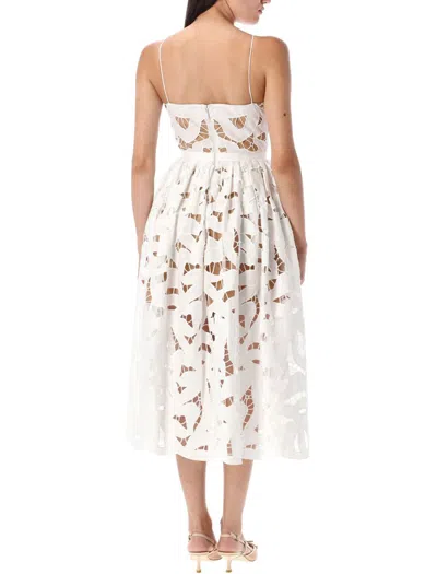 Self-portrait Bow Embroidered Midi Dress In Neutral