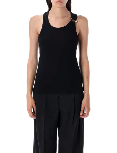 Jean Paul Gaultier Tank Top With Gold-tone Hardware And Ribbed Texture In Black