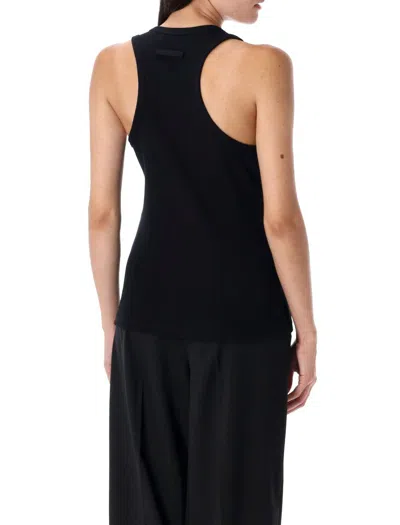 Jean Paul Gaultier Tank Top With Gold-tone Hardware And Ribbed Texture In Black