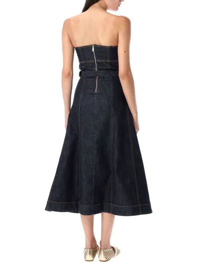 Self-portrait Indigo Denim Bandeau Midi Dress Dresses Blue In Blue