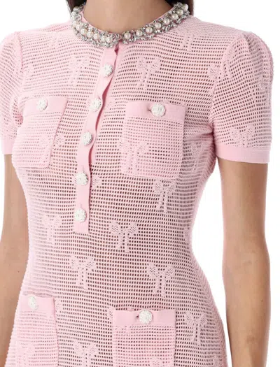 Self-portrait Self Portrait Women Pink Bow Crochet Crystal Mini Dress