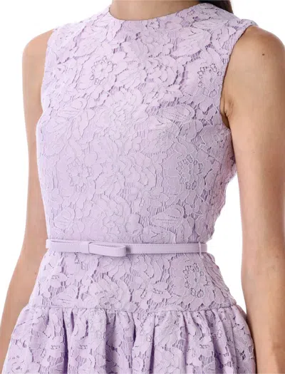Self-portrait Sleeveless Lace Cotton Blend Mini Dress In Purple