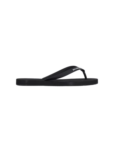 Balenciaga Heeled Sandals With Flat Sole And Open Toe In Black
