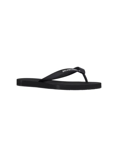 Balenciaga Heeled Sandals With Flat Sole And Open Toe In Black