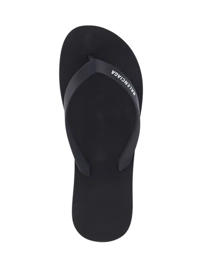 Balenciaga Heeled Sandals With Flat Sole And Open Toe In Black