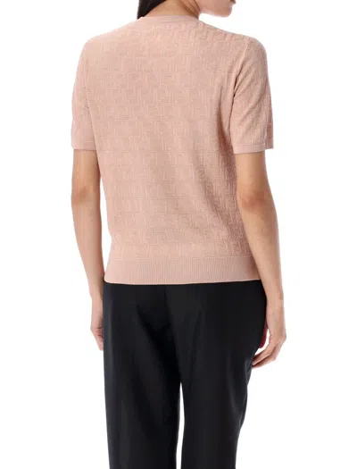 Fendi Lace Ff Knit T-shirt In Pink