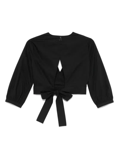 Patrizia Pepe Wrap Design Top With Deep V-neckline In Black