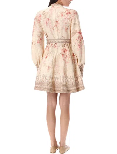 Zimmermann Illuminate Buttoned Mini Dress In Neutral