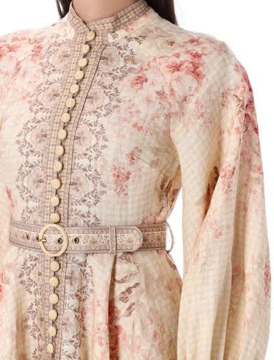 Zimmermann Illuminate Buttoned Mini Dress In Neutral