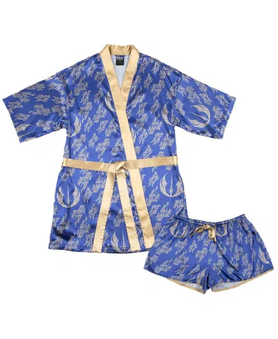 Heroes & Villains Women's 2-piece Blue Star Wars Jedi Robe Shorts And Pajama Set