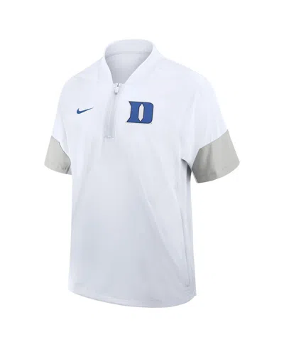 Nike Men's White Duke Blue Devils 2025 Sideline Short Sleeve Quarter-zip Coach Jacket In White
