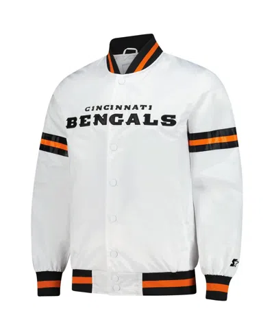 Starter Men's White Cincinnati Bengals Scout Full-snap Varsity Jacket In White