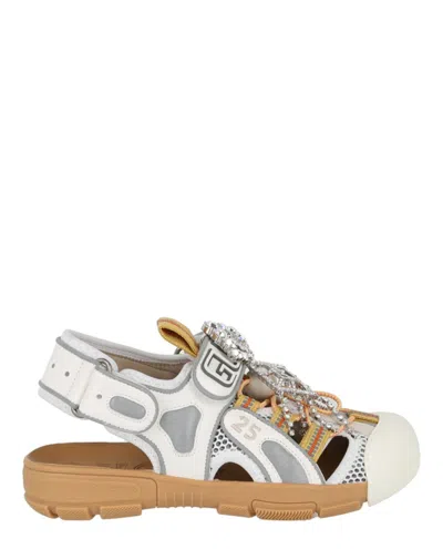 Gucci Mesh Fabric Tinsel Sport Sandals In Neutral