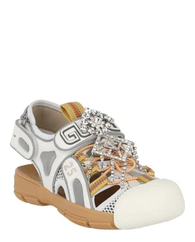 Gucci Mesh Fabric Tinsel Sport Sandals In Neutral