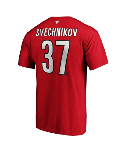 Fanatics Men's Andrei Svechnikov Red Carolina Hurricanes Authentic Stack Name Number T-shirt In Red