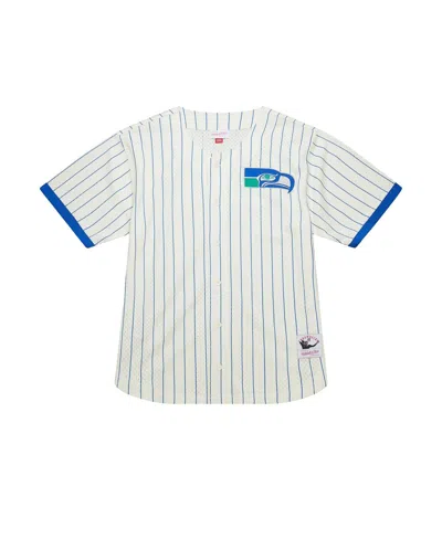 Mitchell & Ness Cream Seattle Seahawks Vintage Logo Final Seconds Full-button Mesh Top In White